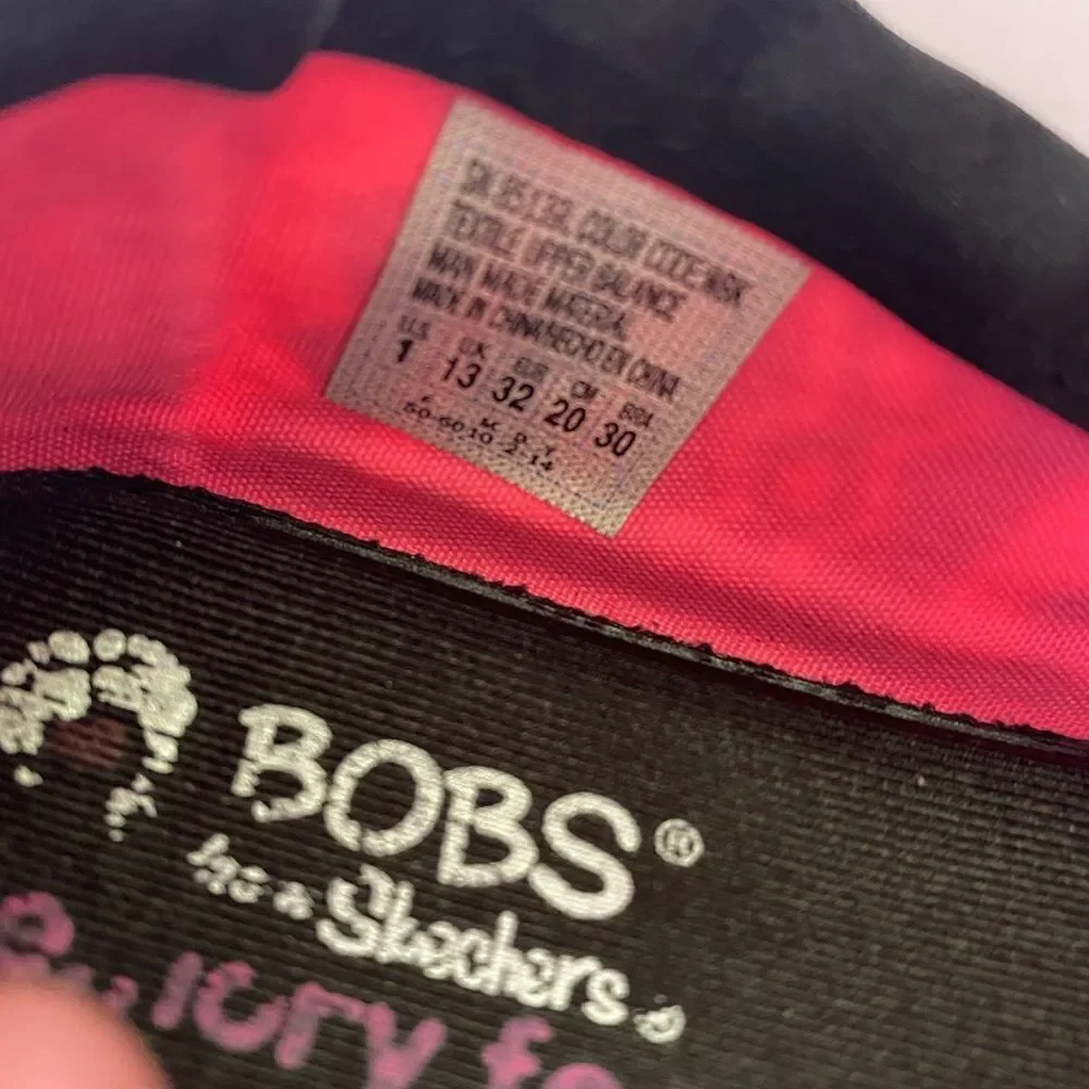Skechers BOBS Black/White/Pink Slip Ons